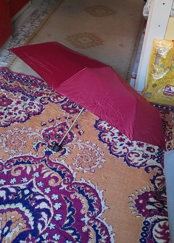 Püsküllü Koyu Kırmızı Kadın Şemsiye(bordo renkli) - Görsel 3