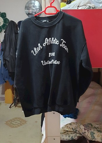 Siyah Oversize Kadın Sweatshirt - Görsel 2