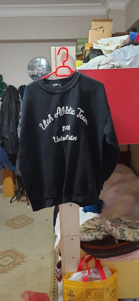 Siyah Oversize Kadın Sweatshirt - Görsel 3