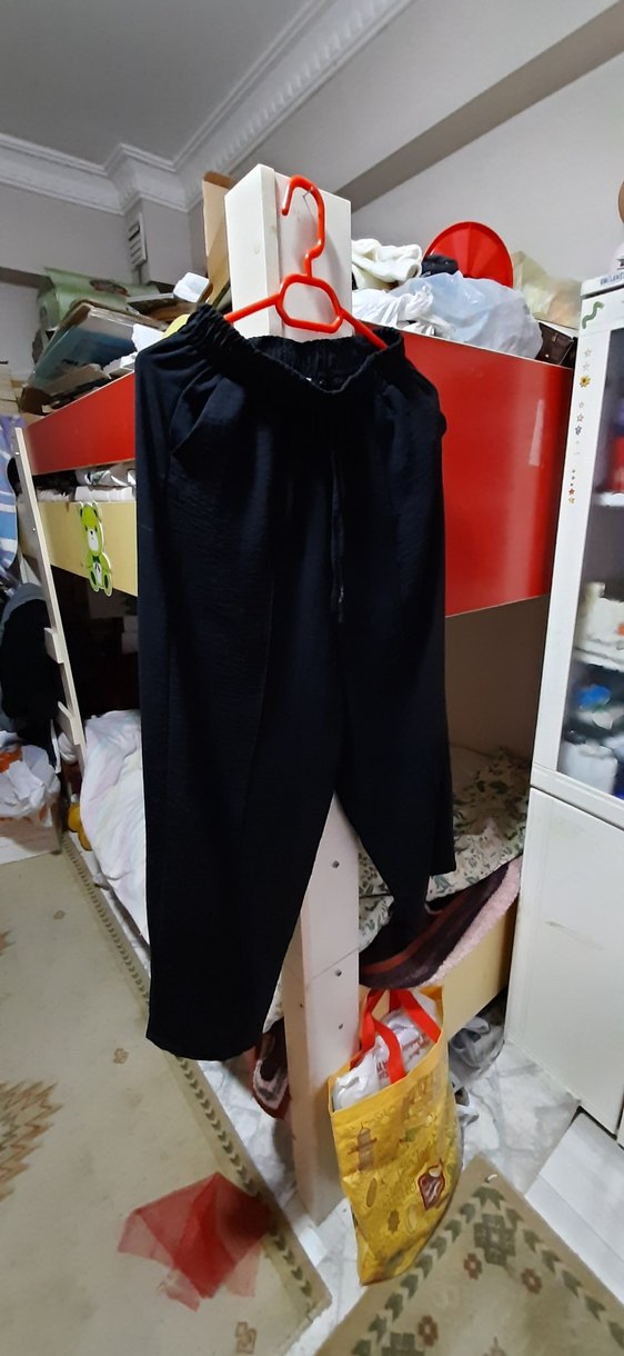 Siyah Salaş Kadın Kumaş Pantolon - Görsel 4