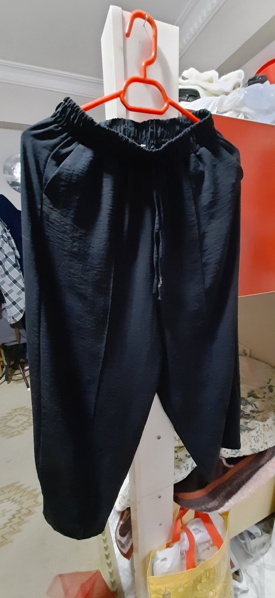 Siyah Salaş Kadın Kumaş Pantolon - Görsel 3