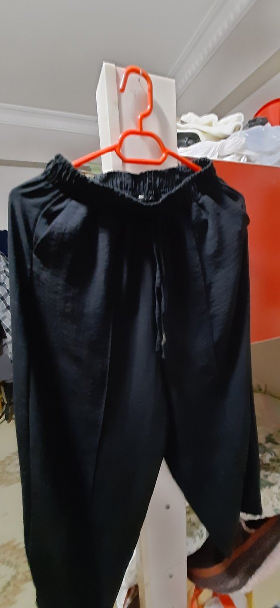 Siyah Salaş Kadın Kumaş Pantolon - Görsel 2