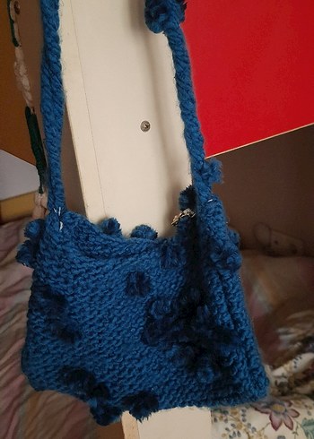 Mavi Örgü Kadın Çanta - Görsel 2