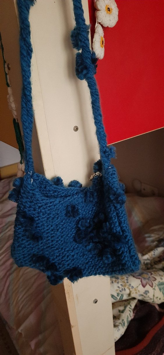 Mavi Örgü Kadın Çanta - Görsel 2