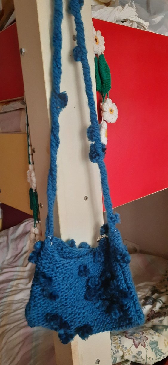 Mavi Örgü Kadın Çanta - Görsel 3