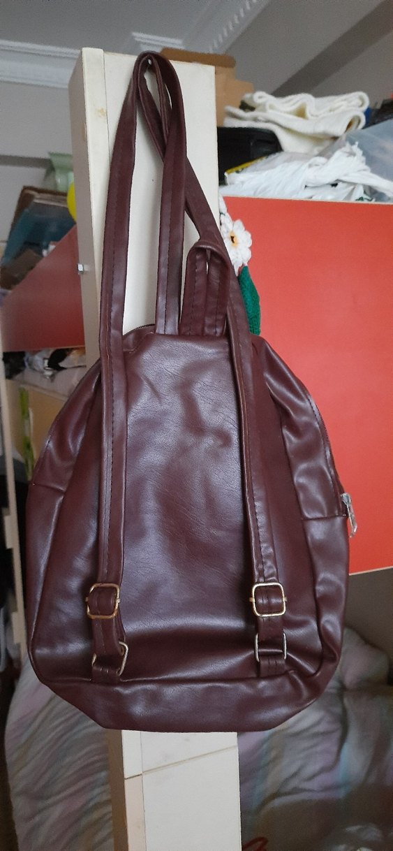 Kahverengi Deri Sırt Çantası ZARA - Görsel 3