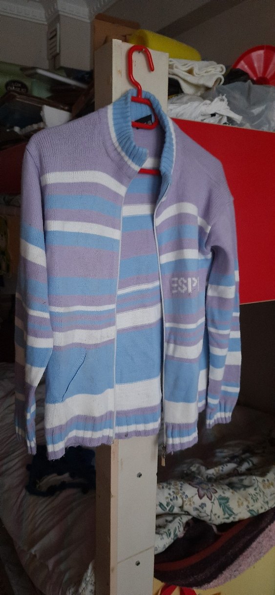 Mor Esprit Triko Uzun Kollu  Hırka - Görsel 3