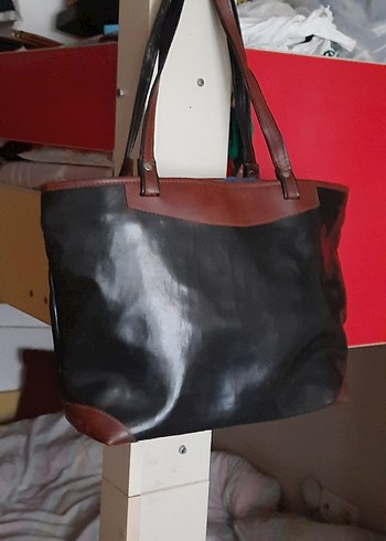 Kahverengi Baskılı Deri Kadın Omuz Çantası - Görsel 3