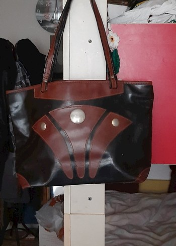 Kahverengi Baskılı Deri Kadın Omuz Çantası - Görsel 2