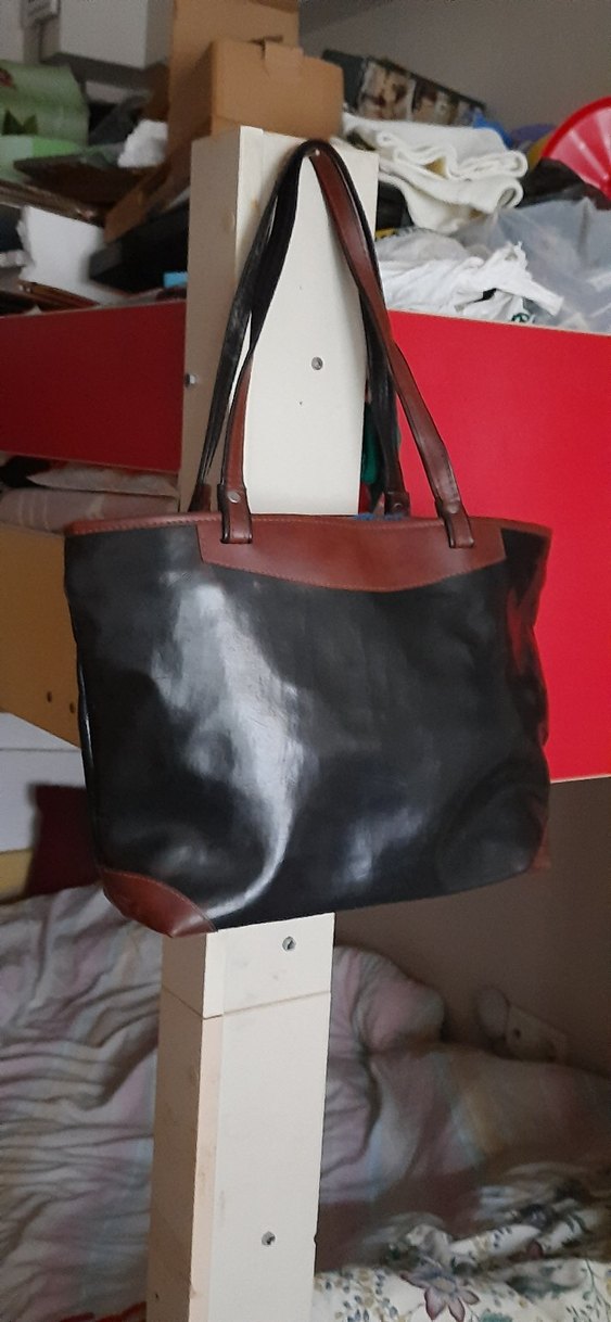 Kahverengi Baskılı Deri Kadın Omuz Çantası - Görsel 3