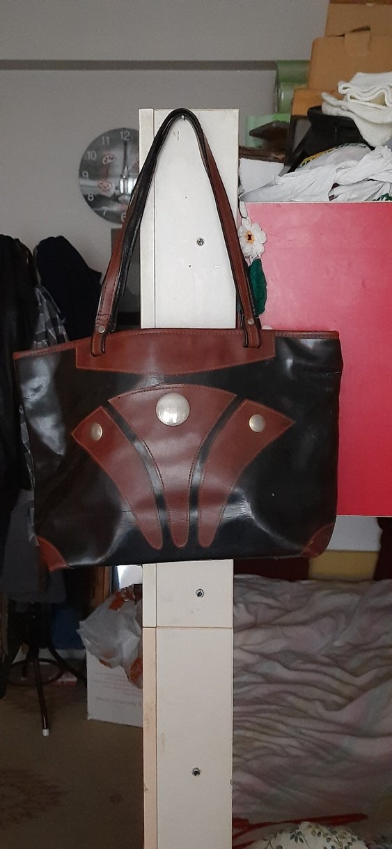 Kahverengi Baskılı Deri Kadın Omuz Çantası - Görsel 2