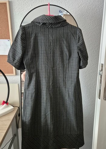 Business Casual kısa kollu ekose elbise - Görsel 2