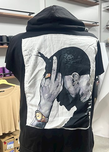 m Beden Kapüşonlu Siyah Kadın Sweatshirt