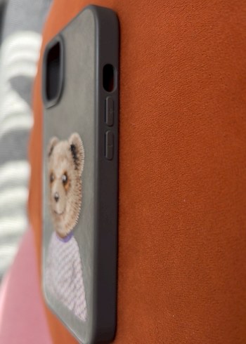 Örgü Ayıcık Desenli Gri Telefon Kılıfı İphone 14 - Görsel 4