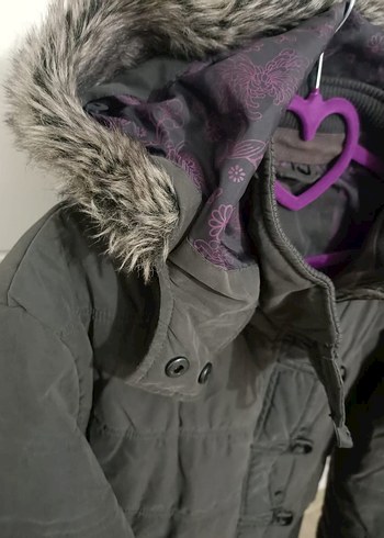 Kadın Gri Düğmeli Midi Kış Ceketi - Görsel 4