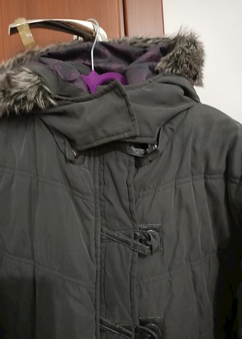 Kadın Gri Düğmeli Midi Kış Ceketi - Görsel 2