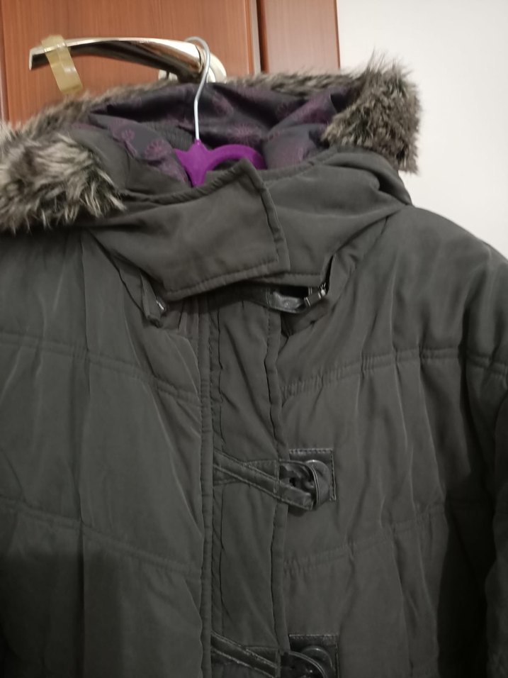 Kadın Gri Düğmeli Midi Kış Ceketi - Görsel 2