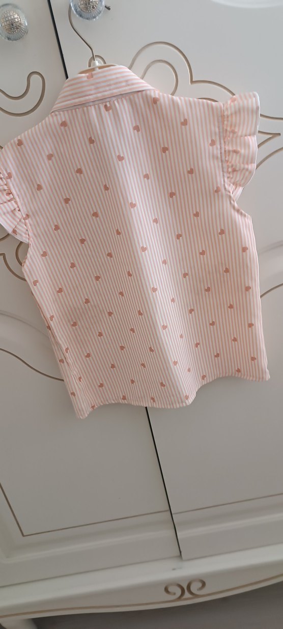 Kız Çocuk Pembe Düğmeli Kısa Kollu Gömlek - Görsel 4