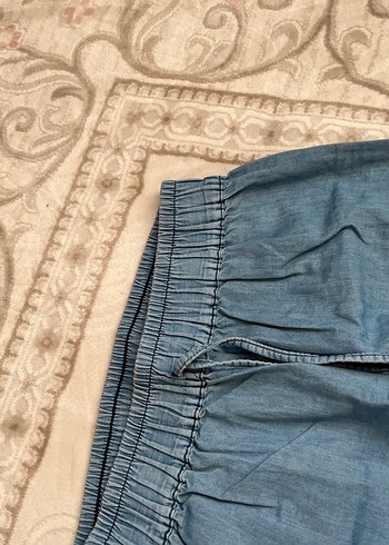 Diğer Gri Mavi Kadın Denim Geniş Paça Pantolon
