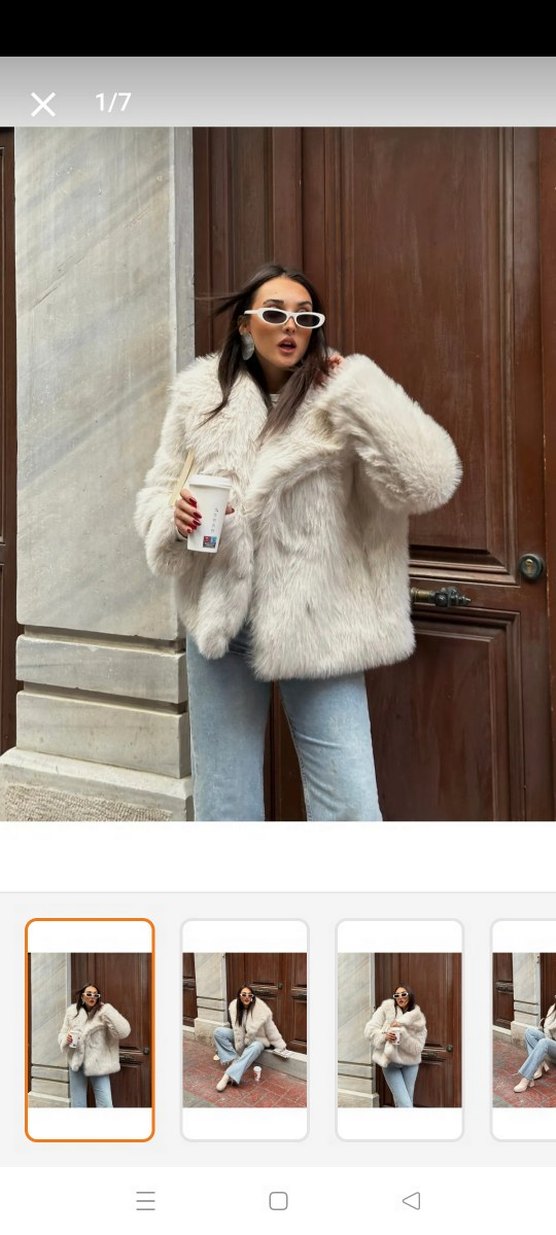 Beyaz Kürklü Kadın Midi Kaban - Görsel 3