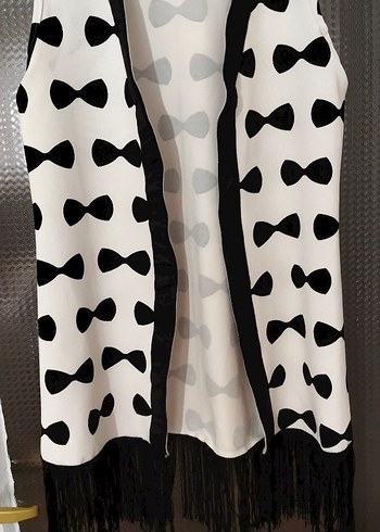 Fiyonklu Uzun Bohem Kadın Yelek - Görsel 2