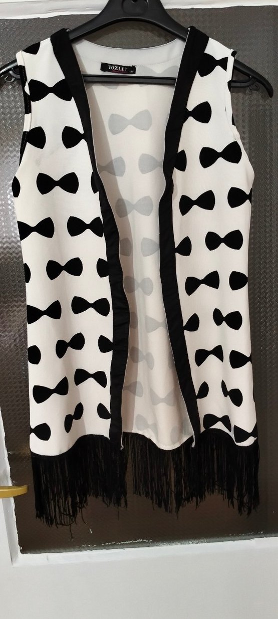 Fiyonklu Uzun Bohem Kadın Yelek - Görsel 2