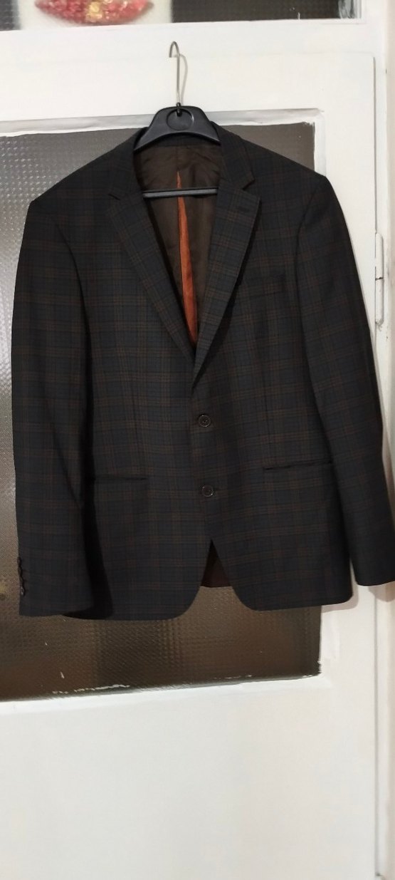 Kahverengi Ekose Desenli Erkek çeket - Görsel 2