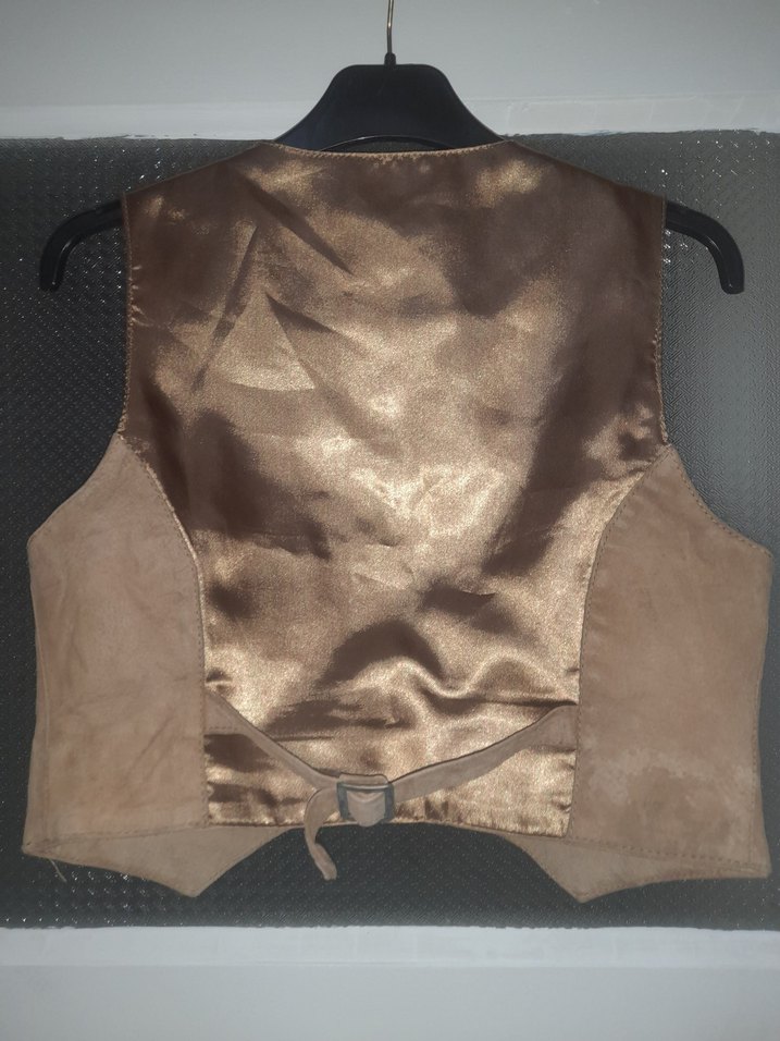 Kahverengi Süet Düğmeli V-Yaka Kadın Yelek - Görsel 3