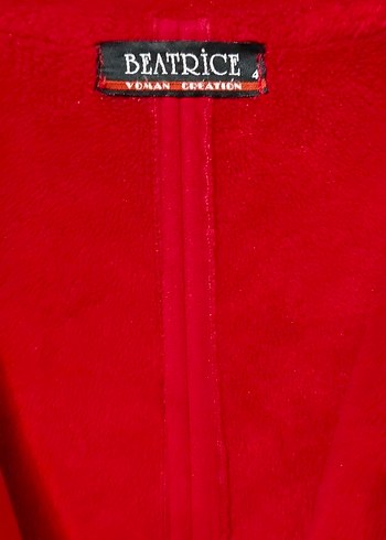 Kırmızı Düğmeli Kadın süet Kaban - Görsel 5