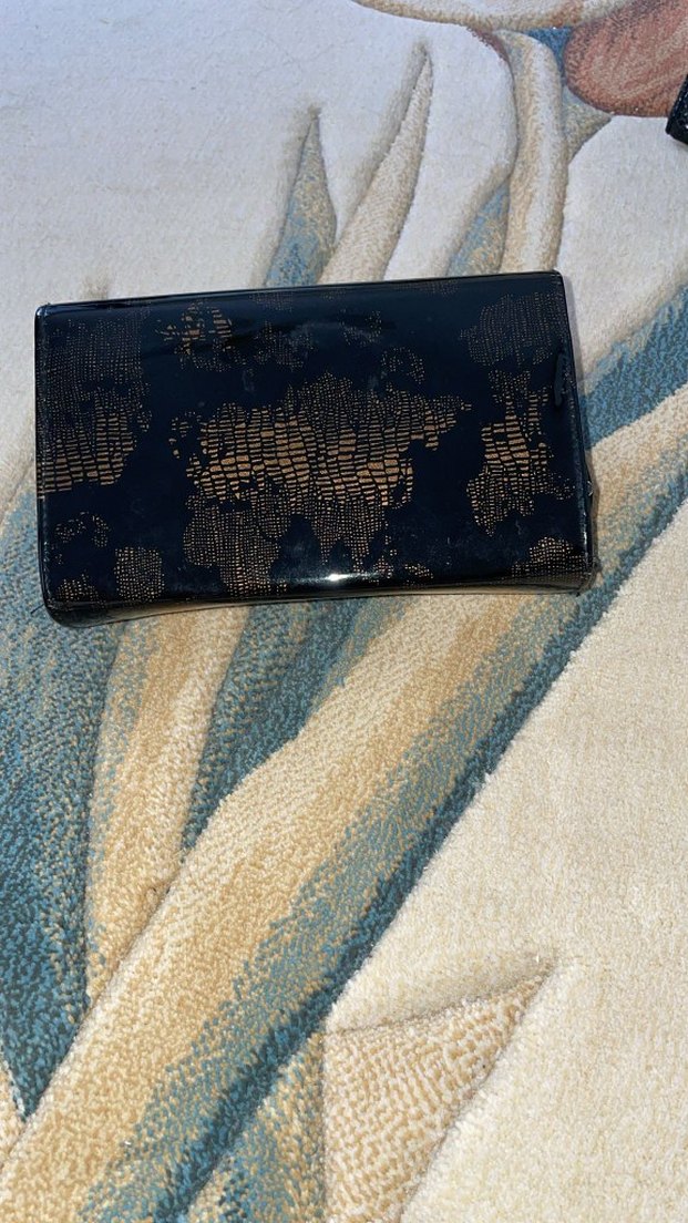 Siyah Yılan Derisi Desenli Deri Kadın Portföy Çanta - Görsel 3