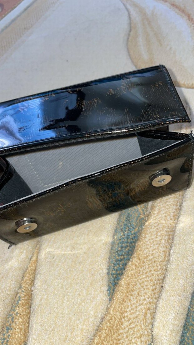 Siyah Yılan Derisi Desenli Deri Kadın Portföy Çanta - Görsel 2