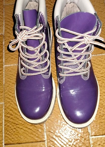 dark wood marka Mor Rugan Bağcıklı Stiletto Topuklu Bot - Görsel 2