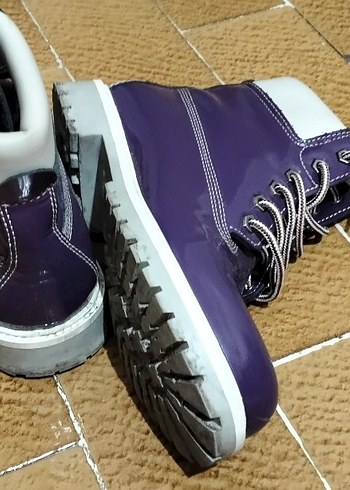 dark wood marka Mor Rugan Bağcıklı Stiletto Topuklu Bot - Görsel 3