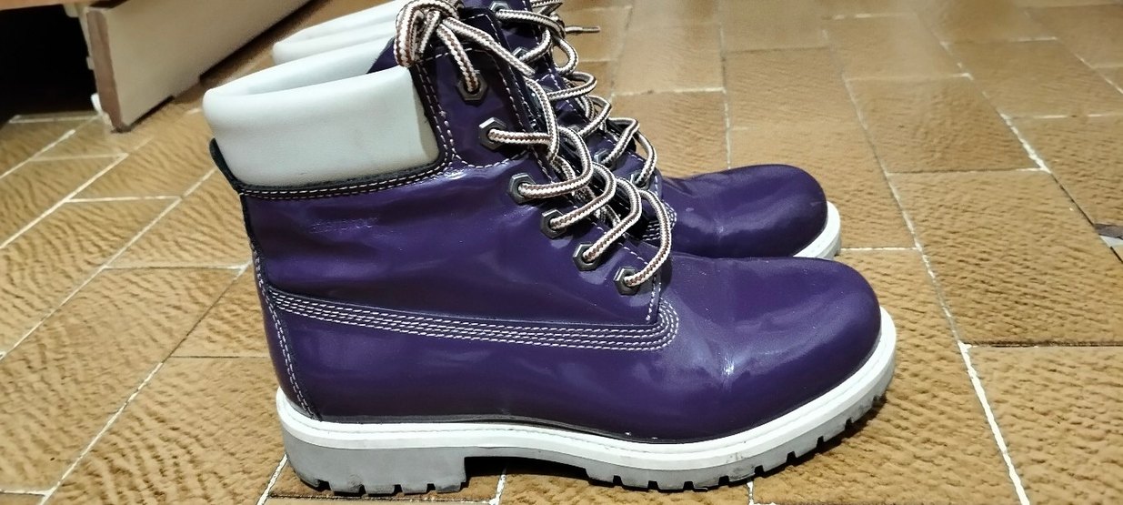 dark wood marka Mor Rugan Bağcıklı Stiletto Topuklu Bot - Görsel 4