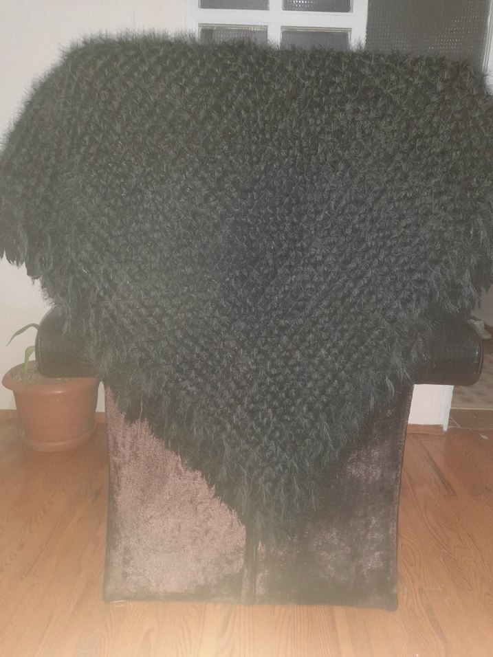 Kadın Gri Örgü Şal - Görsel 5