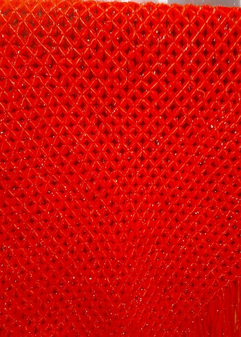 Parlak Kırmızı Örgü Kadın Şal - Görsel 6