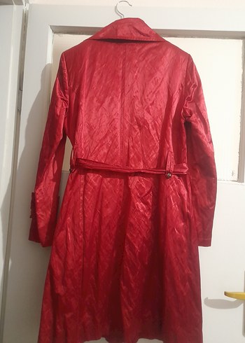 Parlak Kırmızı Kadın Midi Ceket - Görsel 3