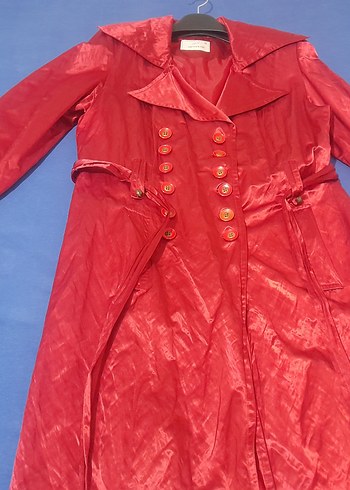 Parlak Kırmızı Kadın Midi Ceket - Görsel 2