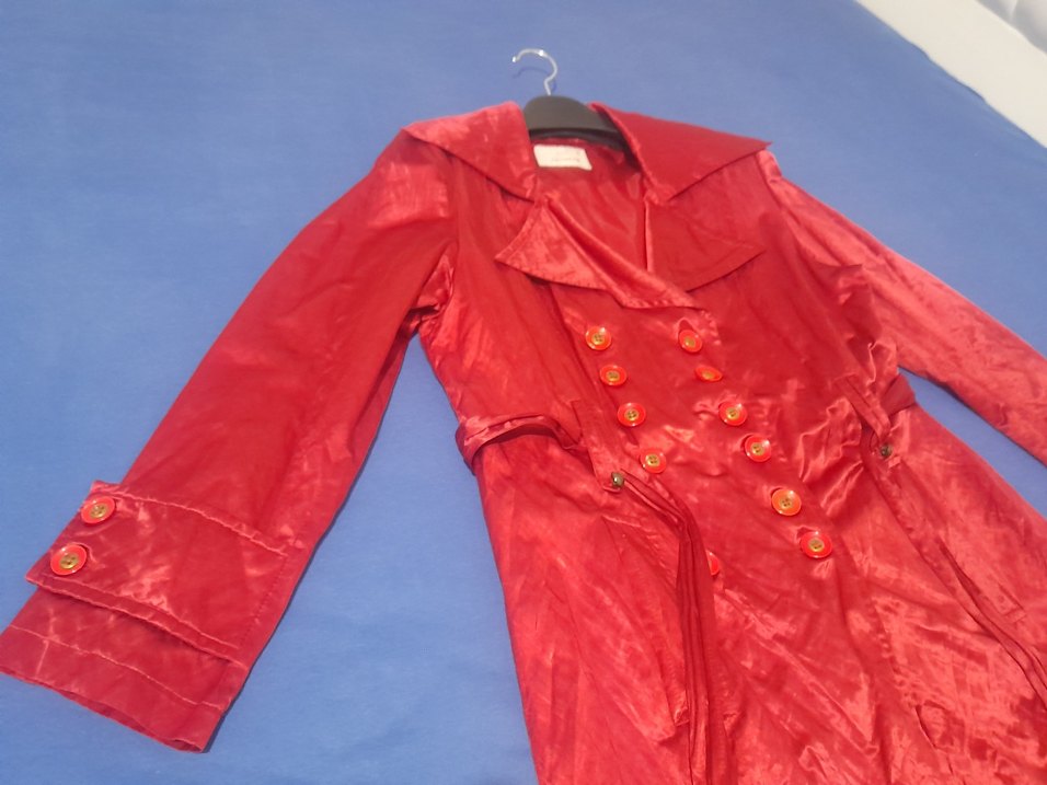 Parlak Kırmızı Kadın Midi Ceket - Görsel 4