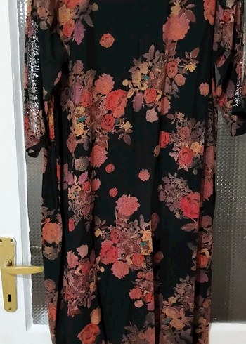 Çiçek Desenli Uzun Bohem Elbise 54 beden - Görsel 4