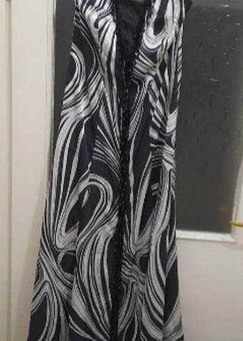 Zebra Desenli Siyah Uzun abiye elbise - Görsel 5