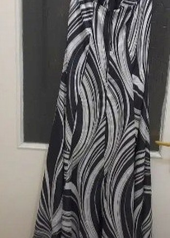 Zebra Desenli Siyah Uzun abiye elbise - Görsel 3