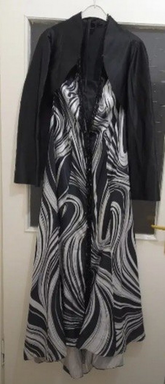 Zebra Desenli Siyah Uzun abiye elbise - Görsel 2