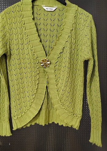 Yeşil Örgü Kadın Hırka - Görsel 2