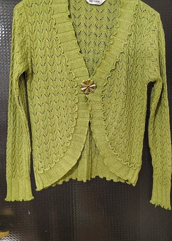 Yeşil Örgü Kadın Hırka - Görsel 3