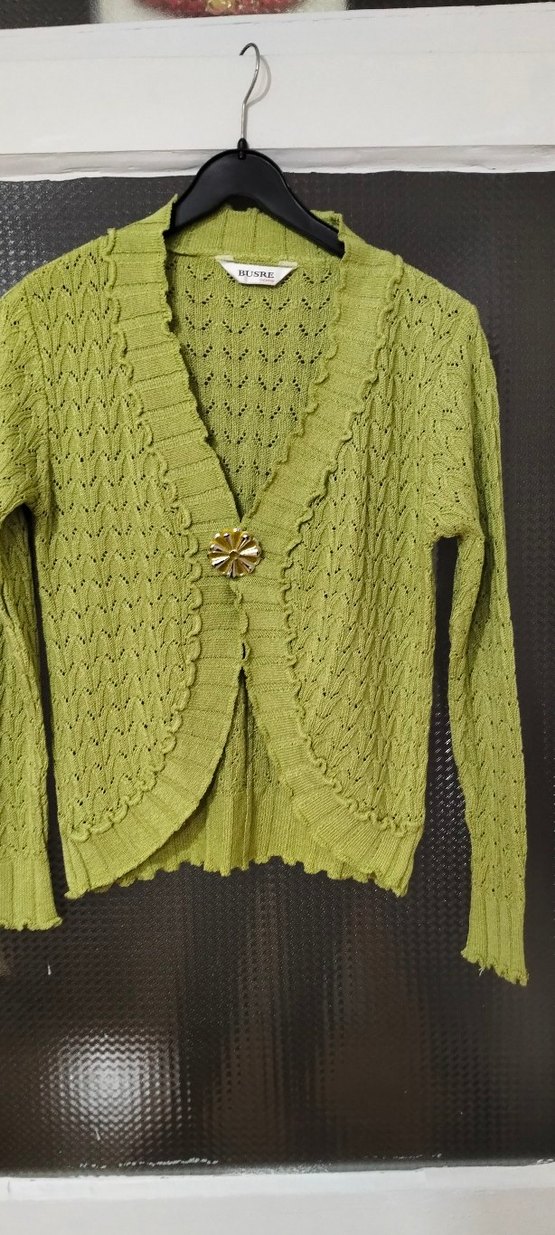 Yeşil Örgü Kadın Hırka - Görsel 2