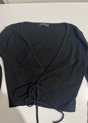 xs Beden siyah Renk Siyah Beli Bağlamalı Uzun Kollu Kadın Bluz