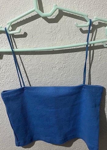 Zara Mavi İnce Askılı Basic Kadın Atlet
