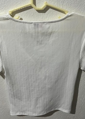xl Beden Beyaz Pilili Kısa Kollu Mini Bluz