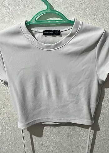 Beyaz Kısa Kollu Crop Top